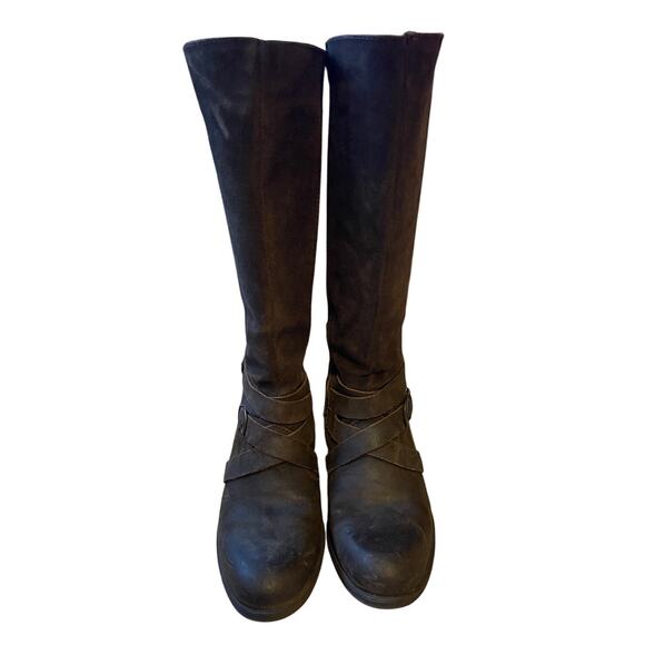 Born Womans 9 Moana Heavy Leather Western Riding Boots Motorcycle Buckle Brown - Picture 3 of 11